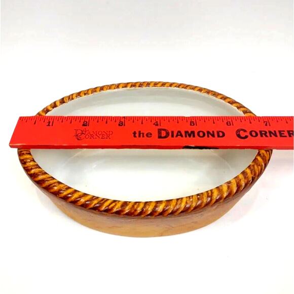 Walkure SPM Bayreuth Crimped Edge Casserole Dish Orange Tan Oval Vintage Germany - Picture 4 of 10